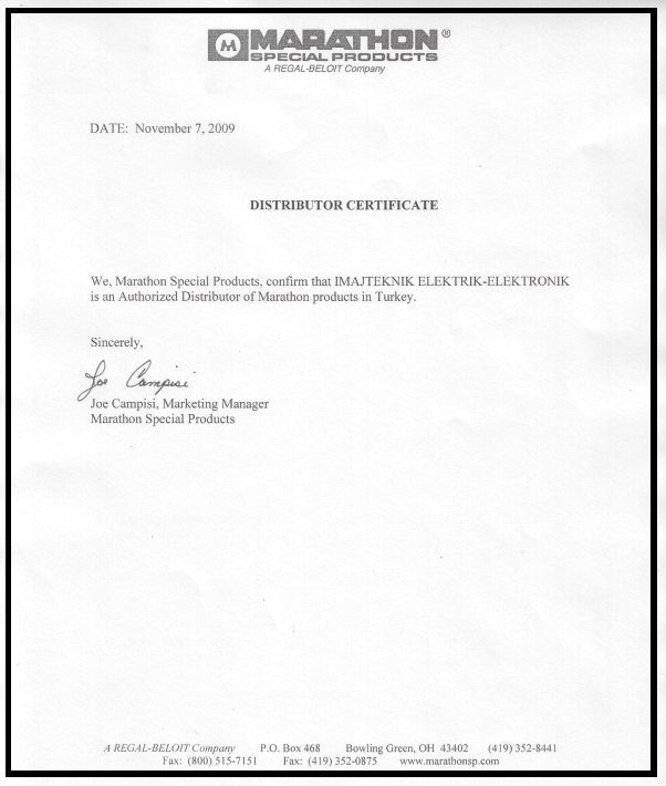 Marathon Türkiye Sertifika